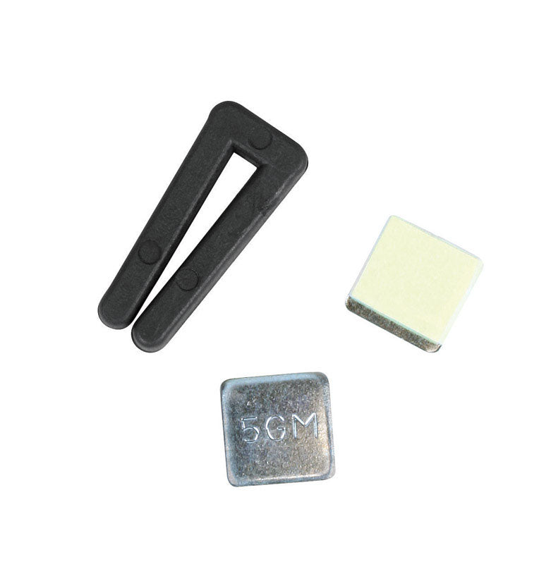 Emery Jensen ceiling fan balancing kit with brackets and weights for reducing wobble and ensuring smooth fan operation.