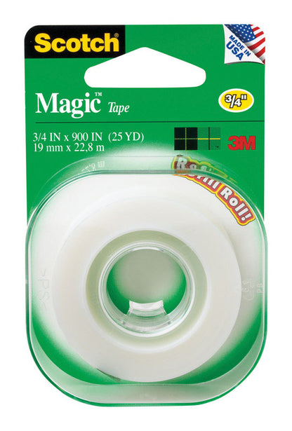 Pack of 12 Emery Jensen magic cellophane tape rolls, 3/4 inch by 500 inches, durable adhesive for wrapping and packaging.