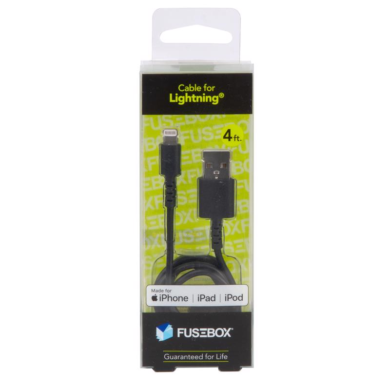USB CABLE LTNING BLK 4' - Pack of 6