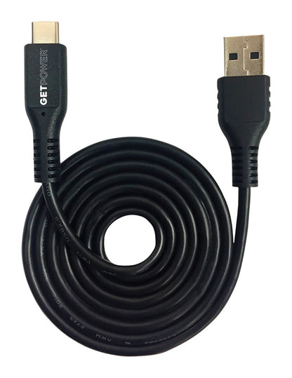Pack of 50 Emery Jensen USB Type-C cables for cellphone charging and data transfer, displayed in a retail display setup.