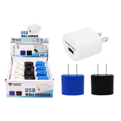 Pack of 12 Emery Jensen USB wall chargers, 1amp white cellphone accessories for charging smartphones and devices.