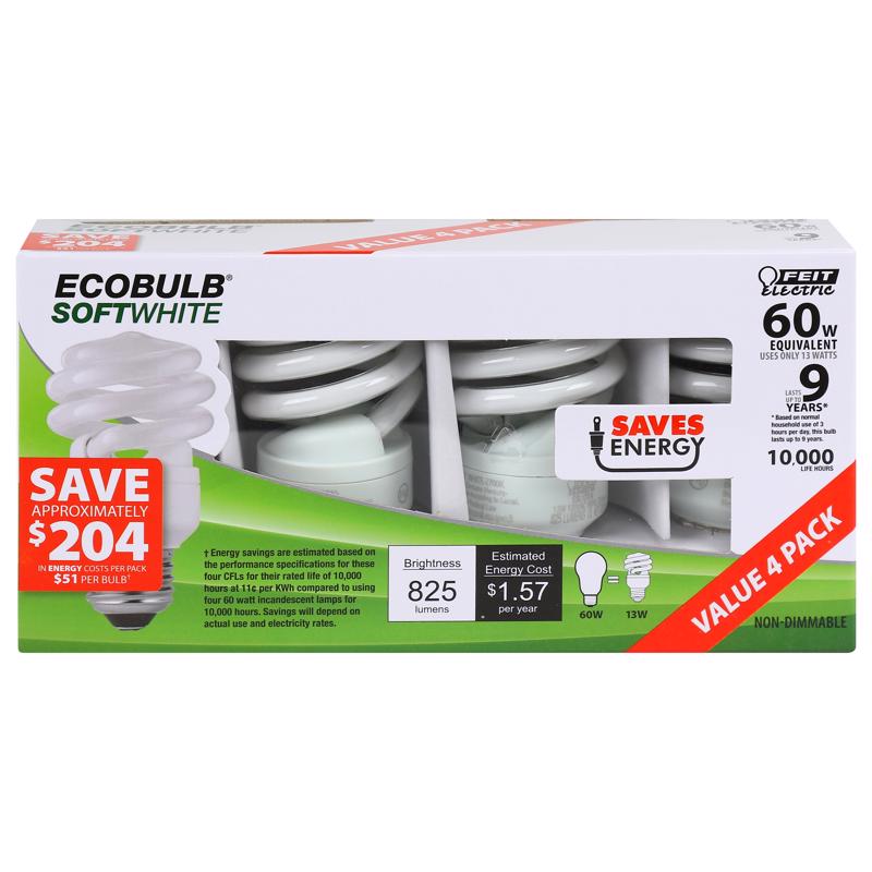 CFL A19 E26 13W SW 4PK