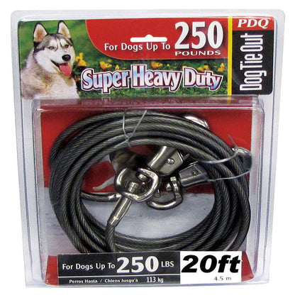 Emery Jensen Cable Dog 20' XXLARGE chain and cable stake for securing dogs outdoors, sturdy metal construction.