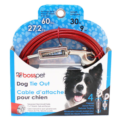 Emery Jensen 30-foot large chain cable dog tie-out stake, suitable for outdoor use with secure metal construction.