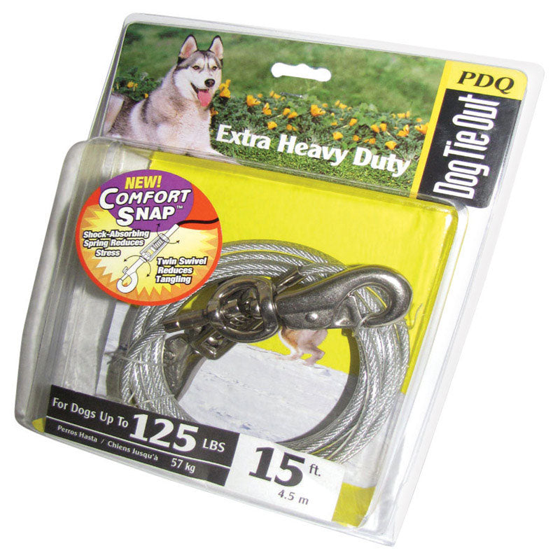 Emery Jensen dog tie-out chain with 15-foot cable and XLG stake for secure outdoor pet restraint