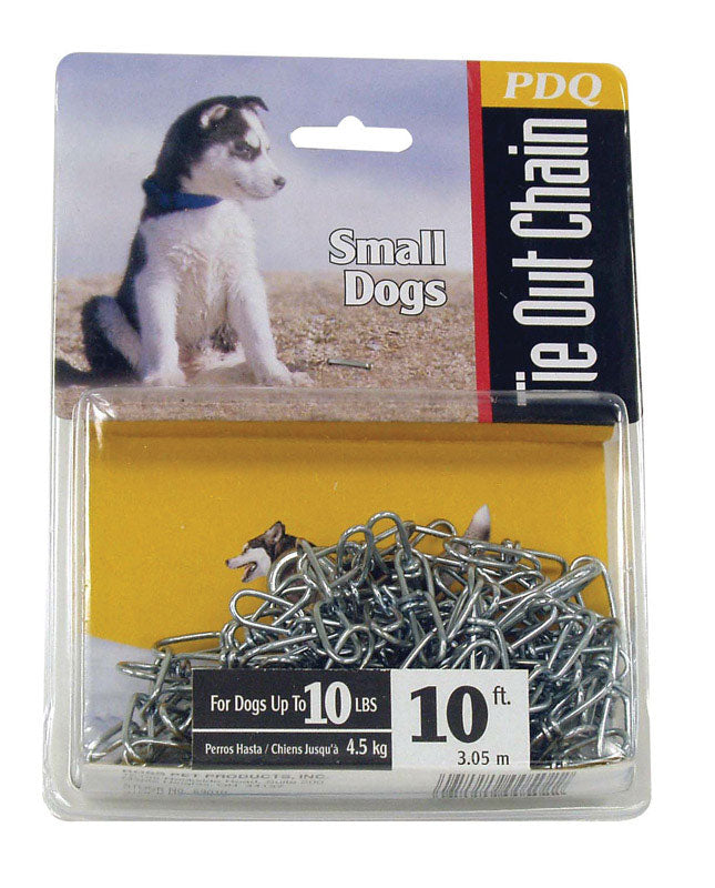 Emery Jensen 10-foot chain dog tie-out with sturdy cable and stakes for secure outdoor pet containment