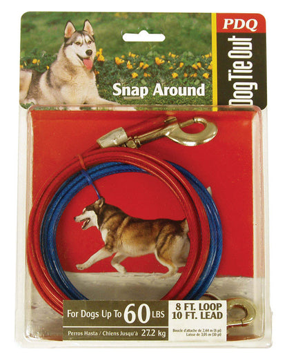 Medium Emery Jensen dog tree tie-out with chain, cable, and stakes for securing outdoor pets safely.