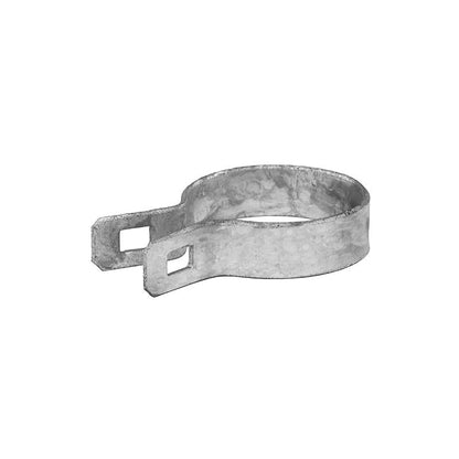 Emery Jensen chain link fencing band brace, 2-3/8 inch diameter, used for securing chain link fence panels and accessories.