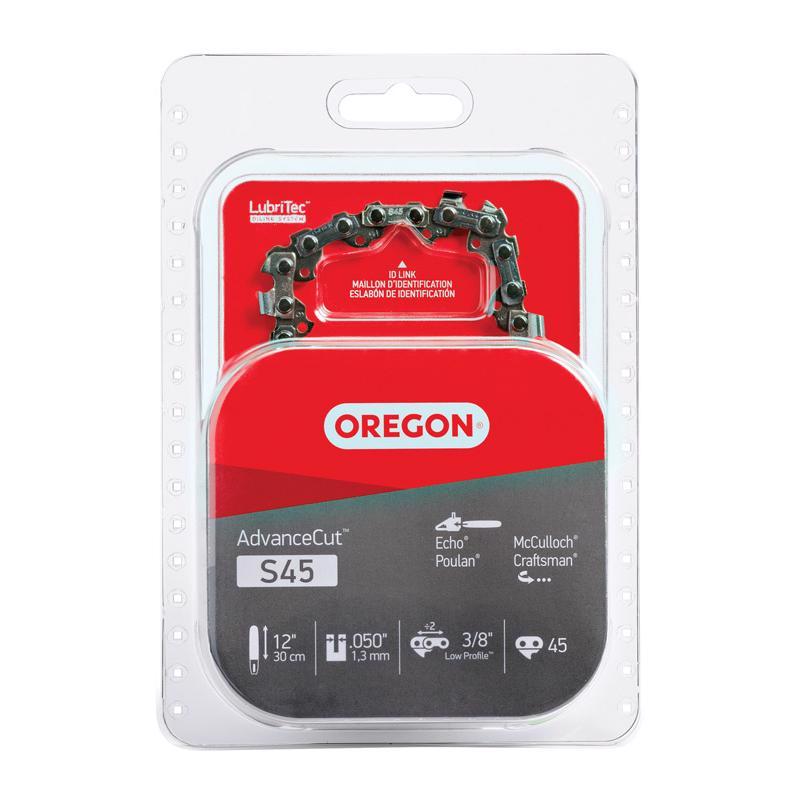 Emery Jensen 12-inch S45 chainsaw chain for chainsaw accessories, featuring sharp cutting links and durable metal construction.