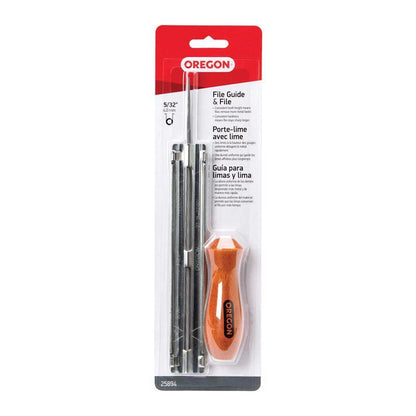 Emery Jensen CHNSW file and guide for 5/32-inch chain saw, featuring a durable metal file with a guiding handle.