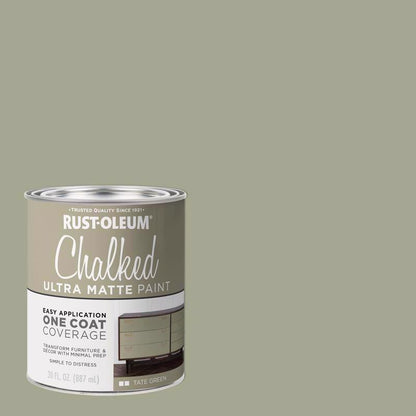Two 30oz jars of Emery Jensen Chalk Paint in Tate Green, ideal for furniture and craft projects.