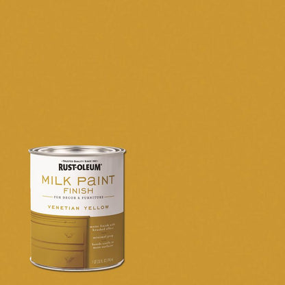 Two quarts of Emery Jensen Milk Paint V Yellow chalk paint in a pack of 2, ideal for furniture and craft projects.
