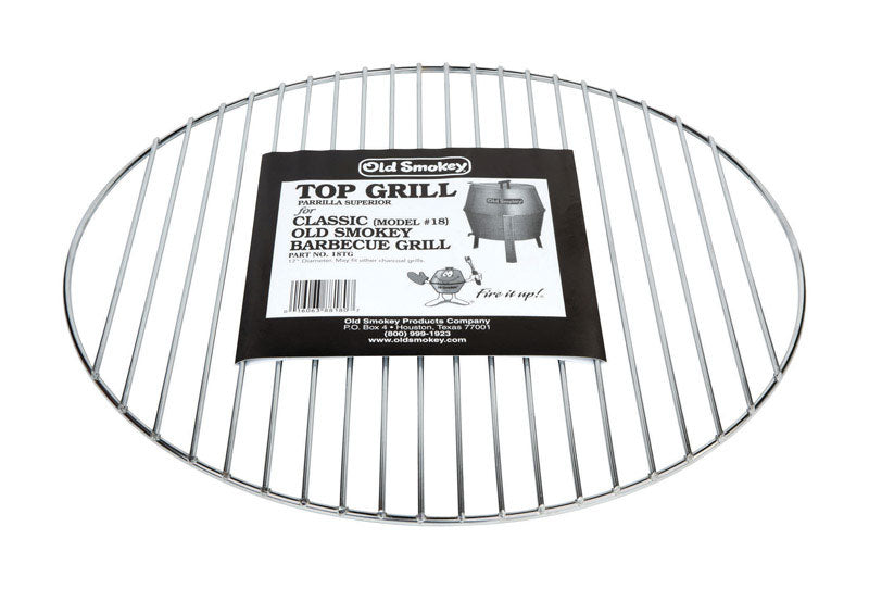 Emery Jensen Top Grill 17-inch replacement part for charcoal grill, showing metal components and grilling surface.