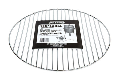 Emery Jensen Top Grill 17-inch replacement part for charcoal grill, showing metal components and grilling surface.