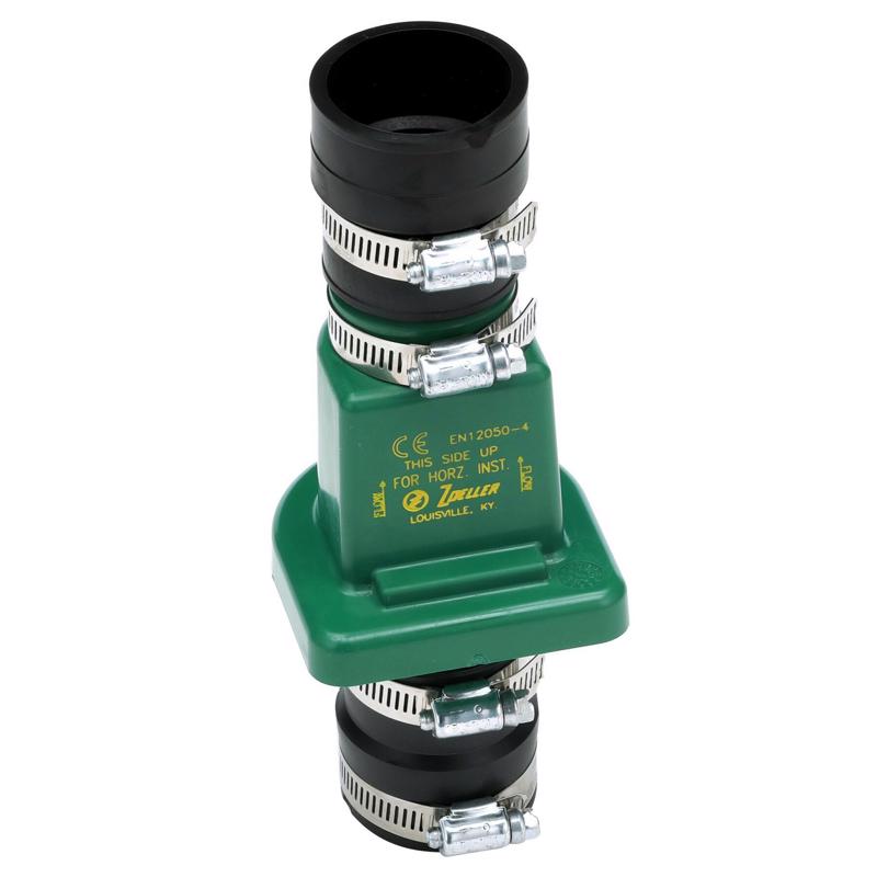 Plastic check valve by Emery Jensen rated for 90 PSI, used in plumbing and fluid systems for preventing backflow.
