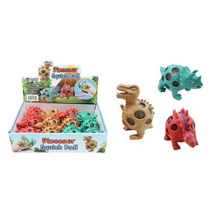 Set of 12 Emery Jensen dinosaur squish balls, colorful and soft stress relief toys for kids or collectors.