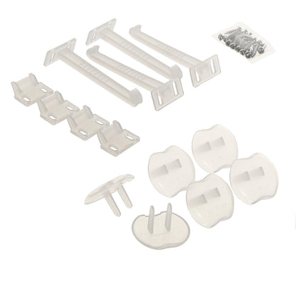Emery Jensen child safety catch/outlet cover kit, 10-pack, designed to secure outlets and prevent children from accessing electrical sockets.