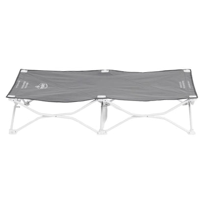 Emery Jensen toddler bed in metal gray, designed for child safety, with sturdy frame and secure guard rails for young children.