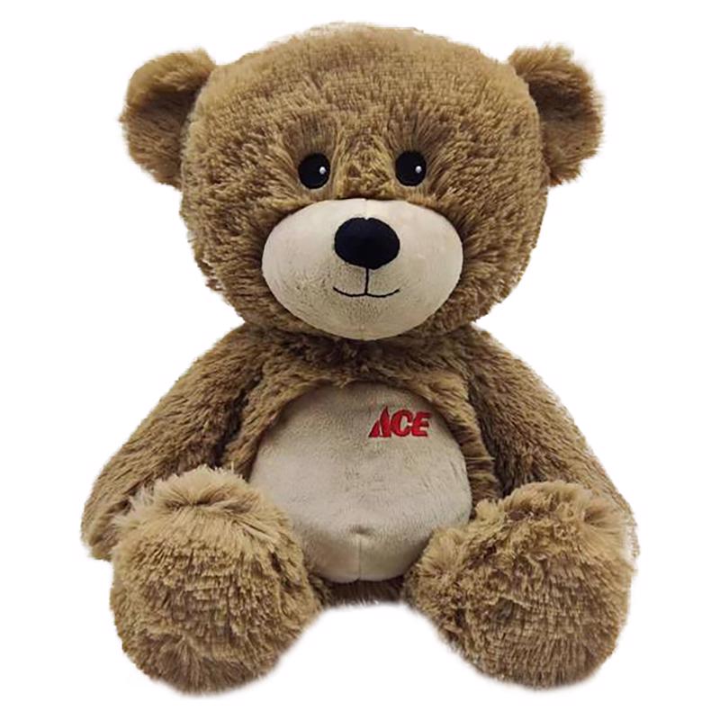 Brown CMN stuffed bear toy for children from Emery Jensen, soft plush with detailed features, ideal for kids' play and cuddling.