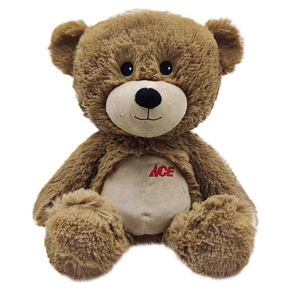 Brown CMN stuffed bear toy for children from Emery Jensen, soft plush with detailed features, ideal for kids' play and cuddling.