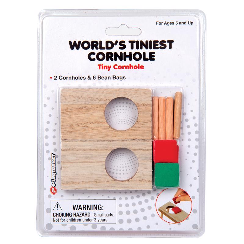Emery Jensen CornhLE Game 8-piece children's toy set for ages 5 and up, featuring colorful game pieces on a play surface.