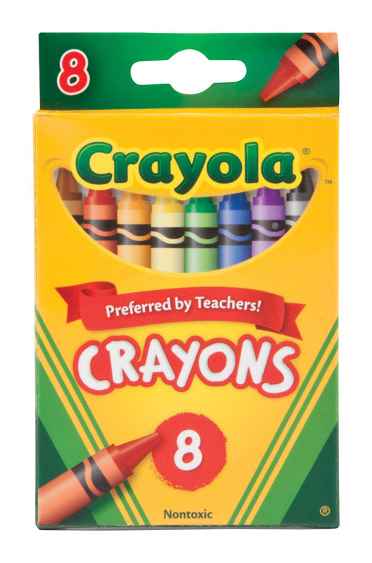Emery Jensen children's toy crayon 8-pack box with colorful crayons for kids' drawing and coloring activities.