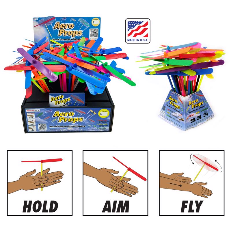 Colorful flying propeller toy for children by Emery Jensen, featuring a lightweight plastic design perfect for outdoor play.