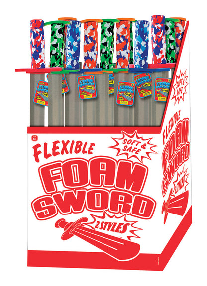 Pack of 24 Emery Jensen foam swords for children’s toys, colorful soft plastic toy swords for kids' play.