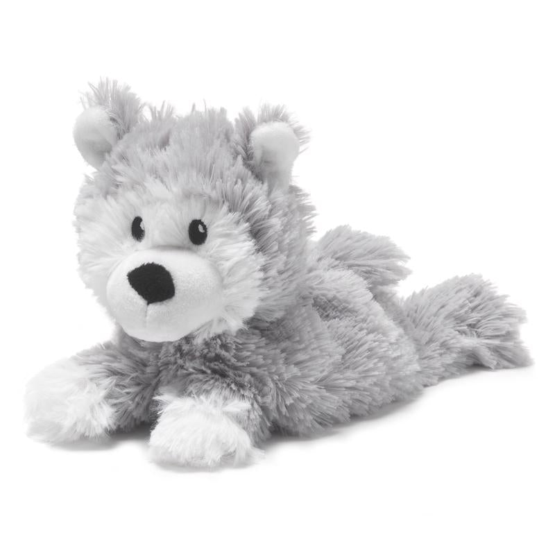 Gray plush husky toy for children by Emery Jensen, soft and cuddly stuffed animal with realistic features.