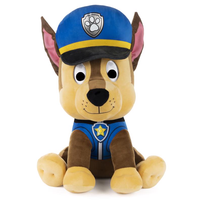 Emery Jensen Paw Patrol Chase plush toy, 16-inch soft stuffed dog, ideal for children's toys and imaginative play.
