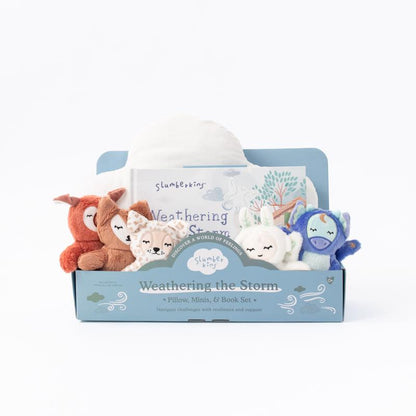 Emery Jensen children's toy pillow and blanket set featuring weather-themed design, soft fabric, perfect for kids' comfort.