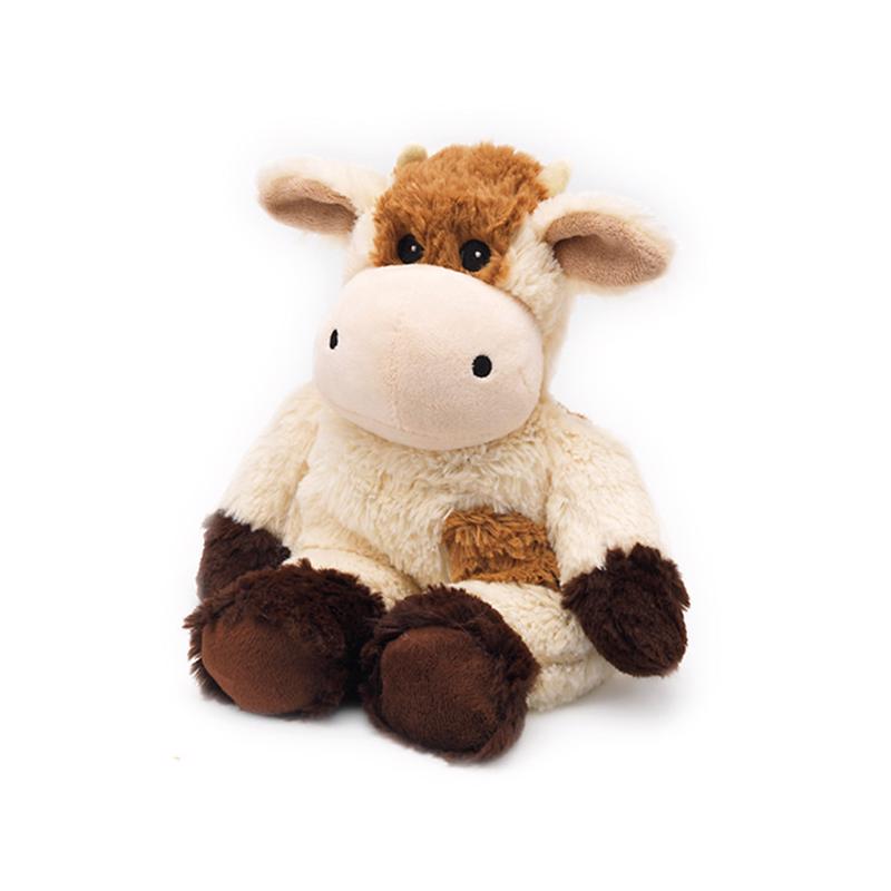 Brown plush cow toy for children by Emery Jensen, soft and cuddly stuffed animal for kids.