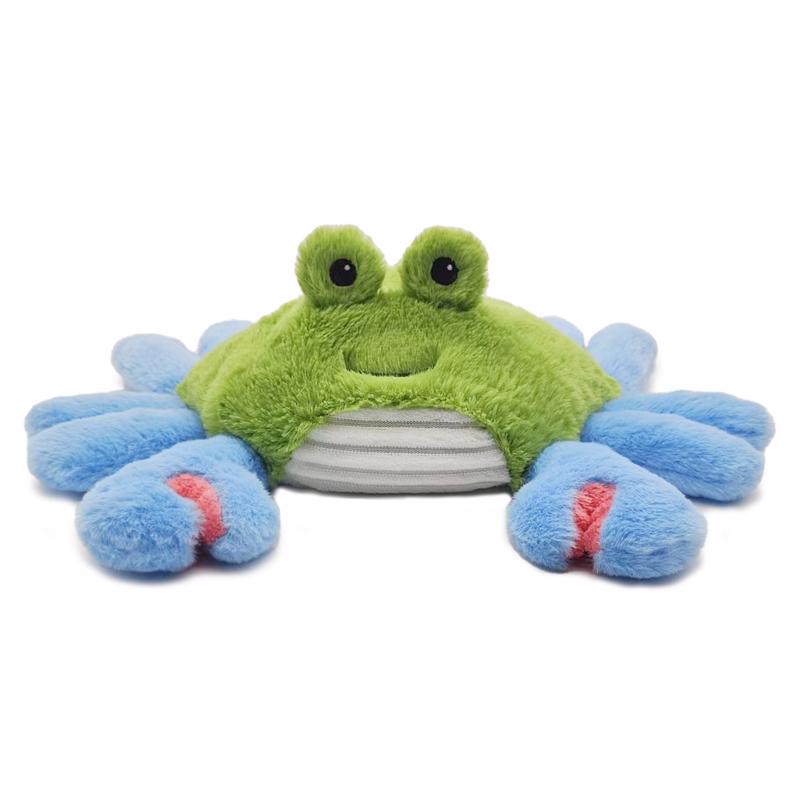 Blue plush crab toy for children by Emery Jensen, soft and cuddly with detailed features, perfect for kids' play and comfort.