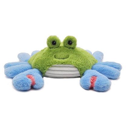 Blue plush crab toy for children by Emery Jensen, soft and cuddly with detailed features, perfect for kids' play and comfort.