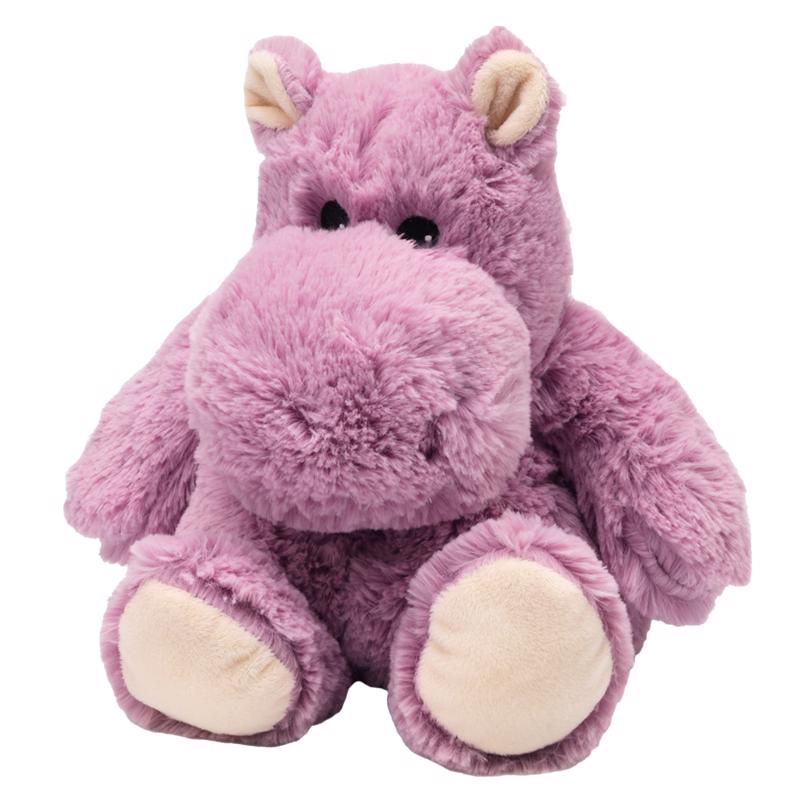 Emery Jensen plush warmer hippo toy for children, soft purple plush toy with a friendly hippo design for kids' comfort and play.