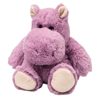 Emery Jensen plush warmer hippo toy for children, soft purple plush toy with a friendly hippo design for kids' comfort and play.