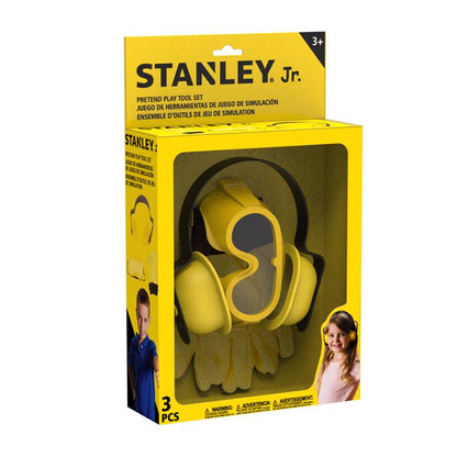 Emery Jensen pretend play tool set with three plastic toy tools for children, ideal for imaginative construction play.