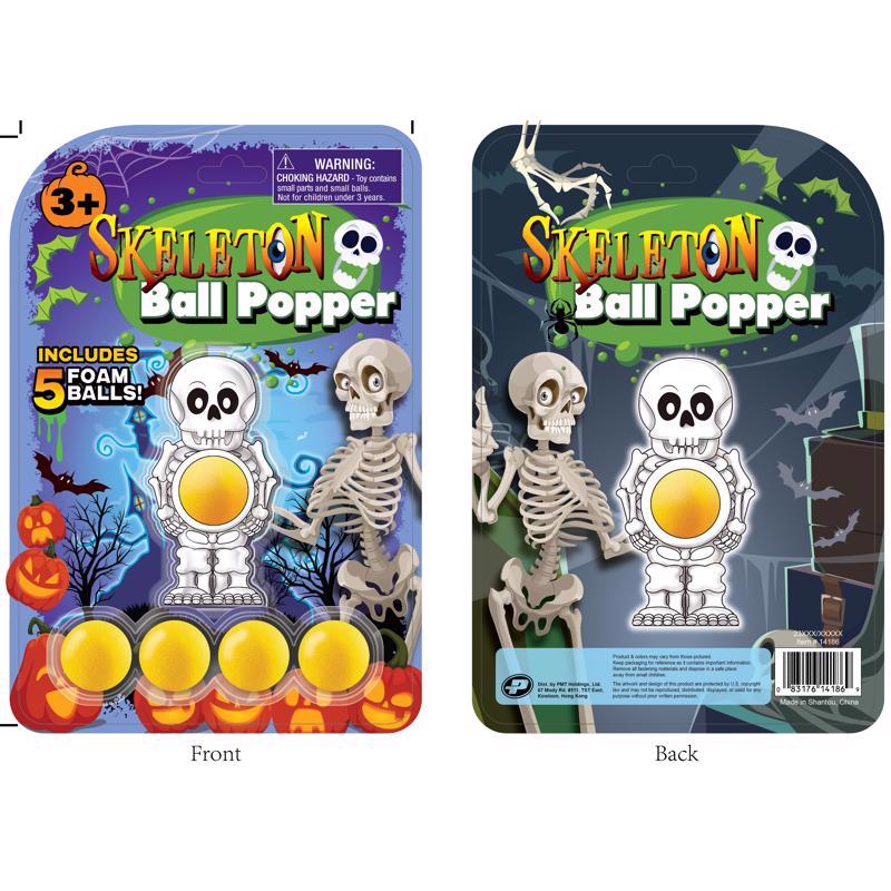 Emery Jensen Skeleton Ball Popper toy for children, featuring a colorful skeleton design with a ball-popping action.