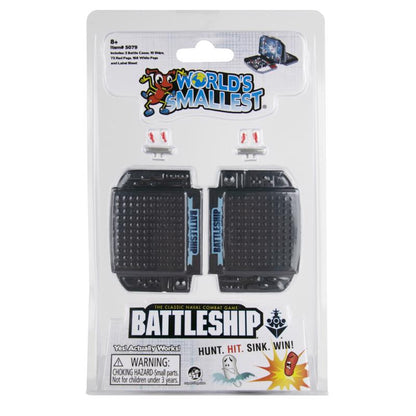 Children's toys Emery Jensen small Battleship game with colorful plastic ships and game board for kids' fun and strategic play.
