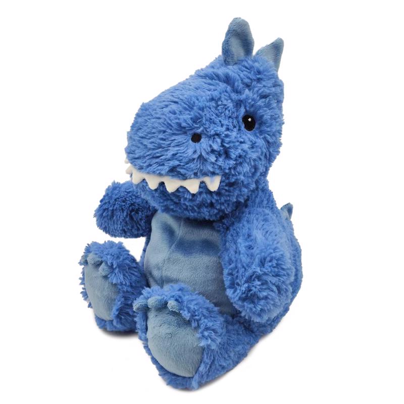 Blue plush T-Rex toy for children by Emery Jensen, soft and cuddly dinosaur plush toy for kids.