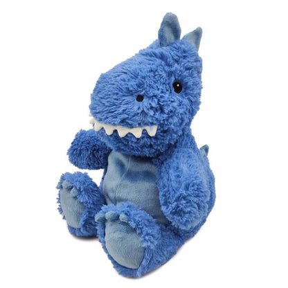 Blue plush T-Rex toy for children by Emery Jensen, soft and cuddly dinosaur plush toy for kids.