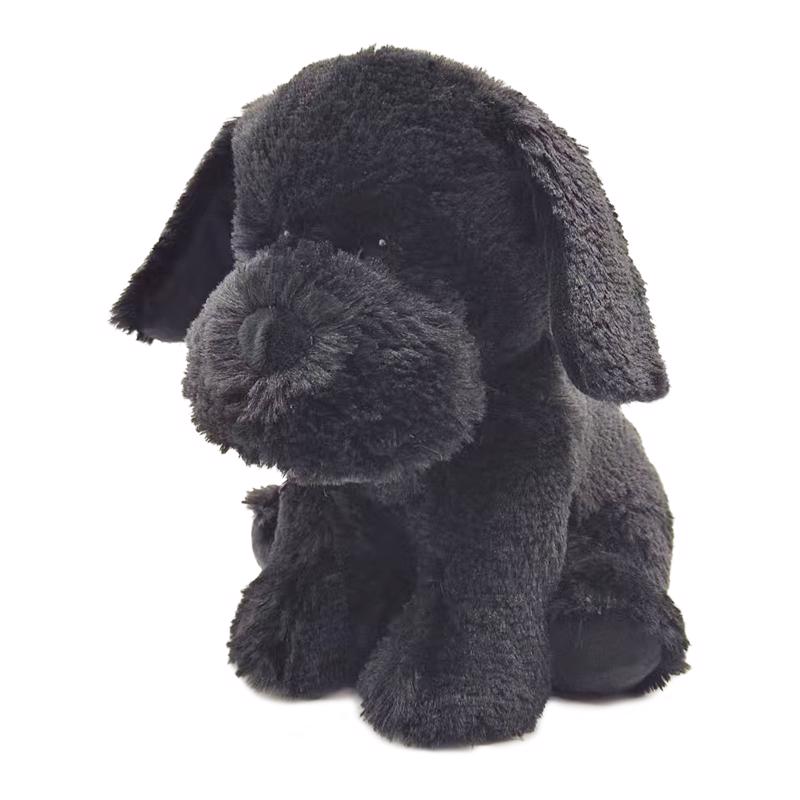 Black Stuffed Animal Labrador toy for children by Emery Jensen, soft plush dog perfect for kids' play and cuddling.
