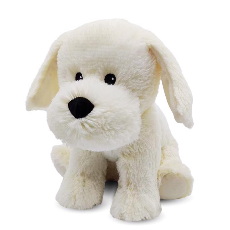 Emery Jensen Stuffed Animal Labrador puppy toy for children, bright yellow plush dog with floppy ears and soft texture.
