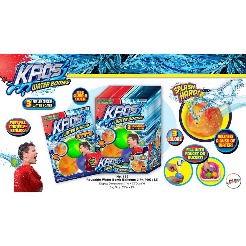 WATER BOMBS ASST 3PC 1PK - Pack of 12