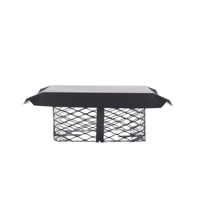 Emery Jensen chimney cap for 8x8 to 13x13-inch chimneys, durable metal cover with protective mesh for venting and safety.