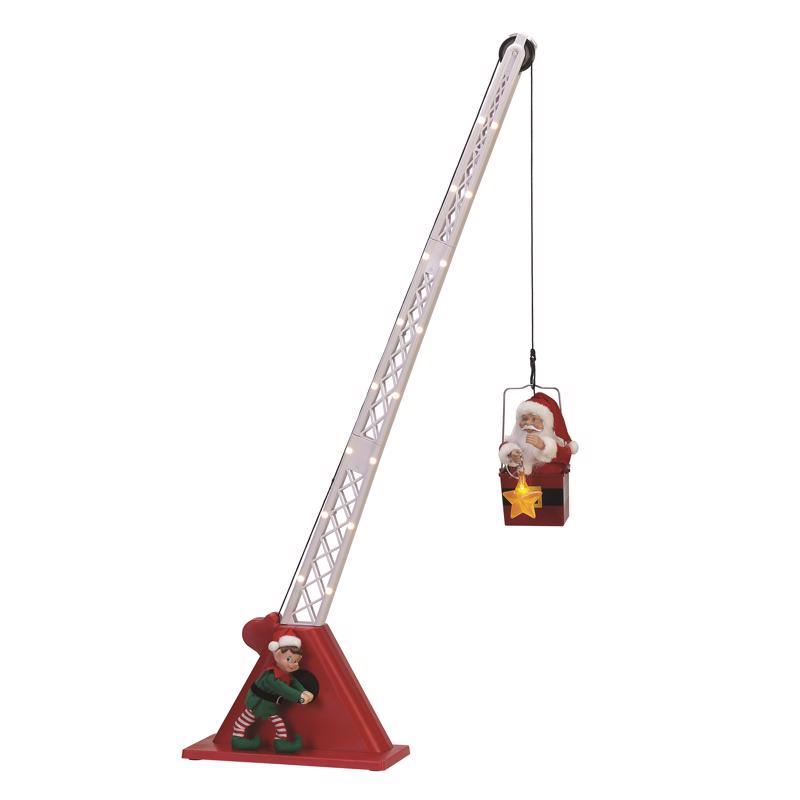 Emery Jensen CMAS Santa Crane Christmas animation decoration, 44-inch festive holiday display with Santa figure and crane design.
