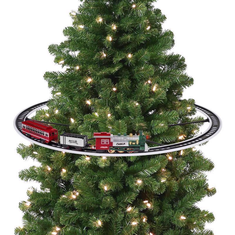 Emery Jensen Christmas animation with holiday train, track, and festive tree, perfect for holiday decoration and seasonal display.