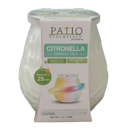 Pack of 12 Emery Jensen citronella LED candles and torches for outdoor lighting and insect repellent.