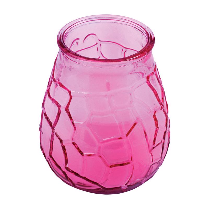 Set of nine pink citronella candles in 10oz glass jars by Emery Jensen, ideal for outdoor lighting and mosquito repellent.