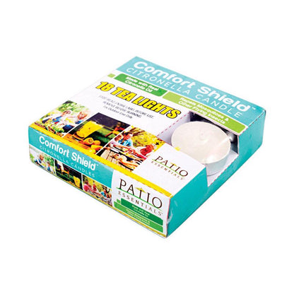 Emery Jensen citronella tealight candles in an 18-pack, ideal for outdoor torches and mosquito repellent use.